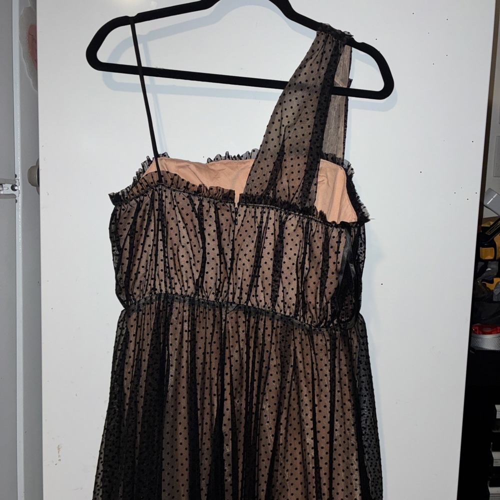By Anthropologie Tulle Dot Maxi Dress Woman's Size 10 New long Black Formal - Picture 4 of 9